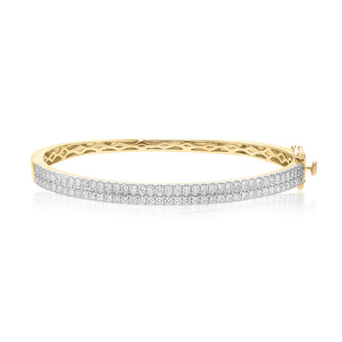 9ct Yellow Gold Round Brilliant Cut 2 Carat tw of Diamonds Bangle