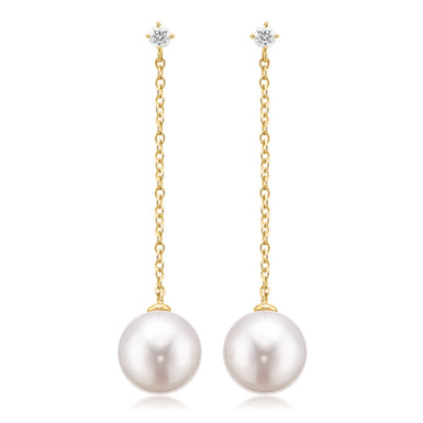 Perla by Autore 18-carat Yellow Gold with 10mm South Sea Pearl Diamond Set Earrings