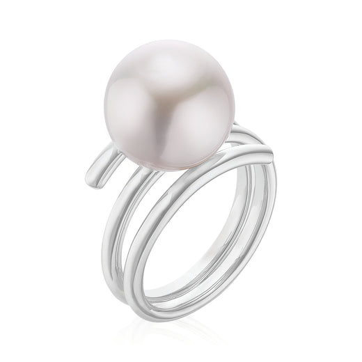 Perla by Autore Sterling Silver 10mm White South Sea Pearl Ring