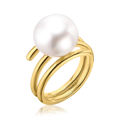 Perla by Autore 9ct Yellow Gold Round 12mm South Sea Pearl Ring