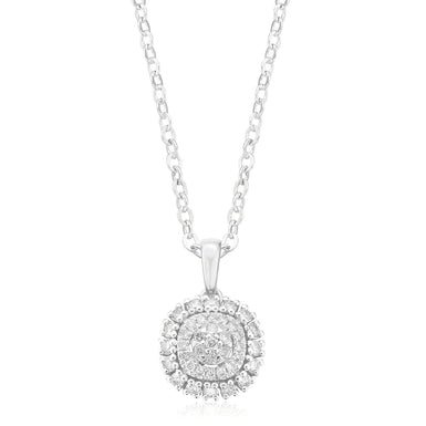 9ct White Gold Round 0.25 CTW Diamond Pendant