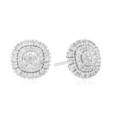 9ct White Gold Round 0.50 CTW Diamond Earrings