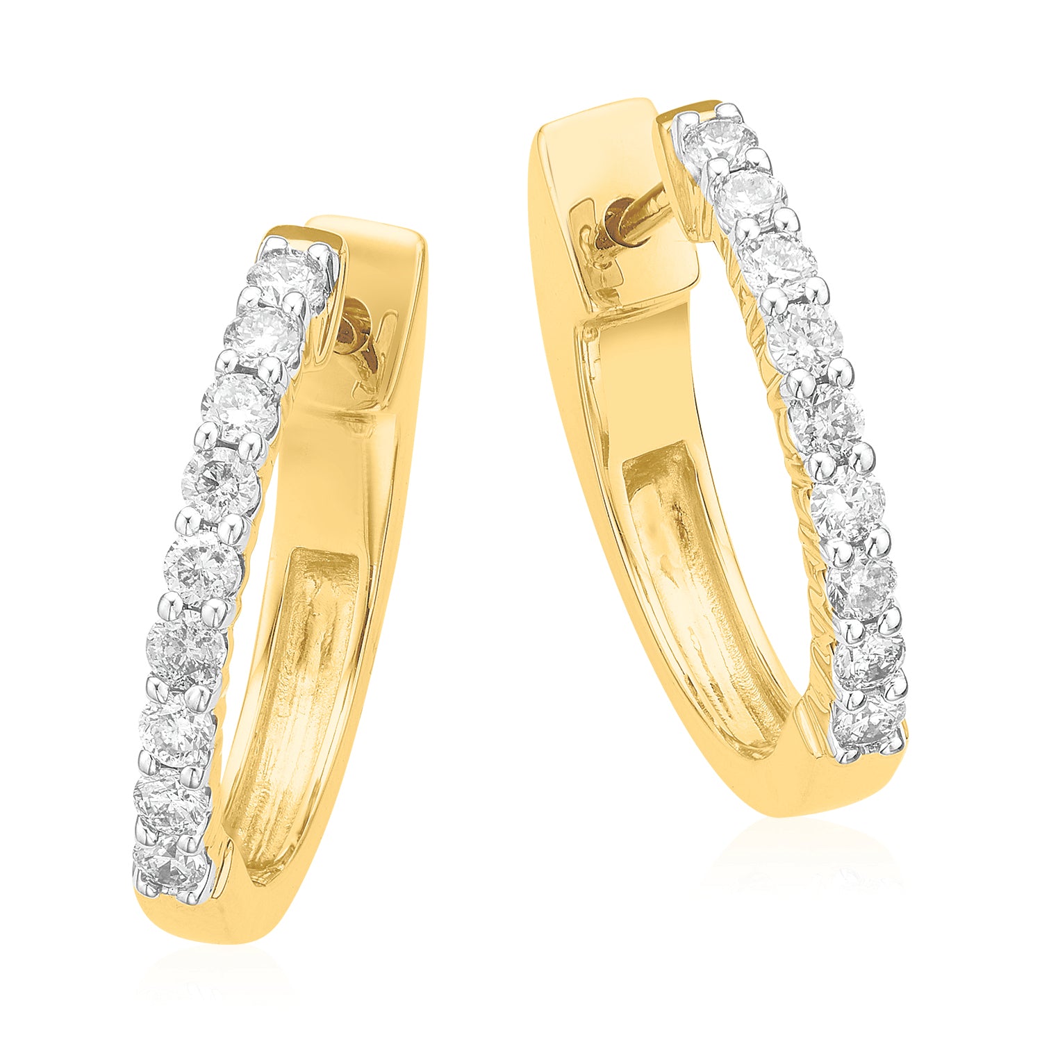 9ct Yellow Gold Round Brilliant Cut Carat tw Diamond Earrings