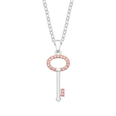 Pink Diamonds 9ct White Gold Round Brilliant Cut 0.05 Carat tw of Diamonds Key Pendant