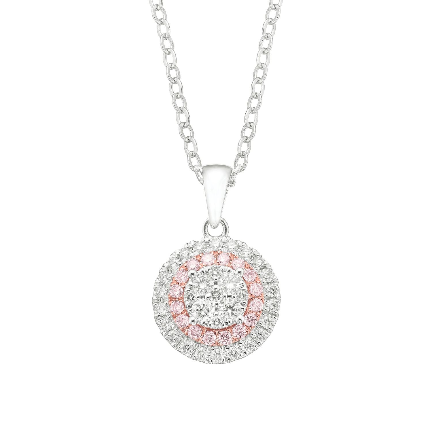 Pink Diamonds 9ct White Gold Round Brilliant Cut 0.50 Carat tw of Diamonds Pendant