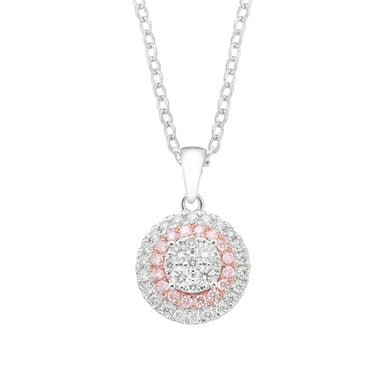 Pink Diamonds 9ct White Gold Round Brilliant Cut 0.50 Carat tw of Diamonds Pendant