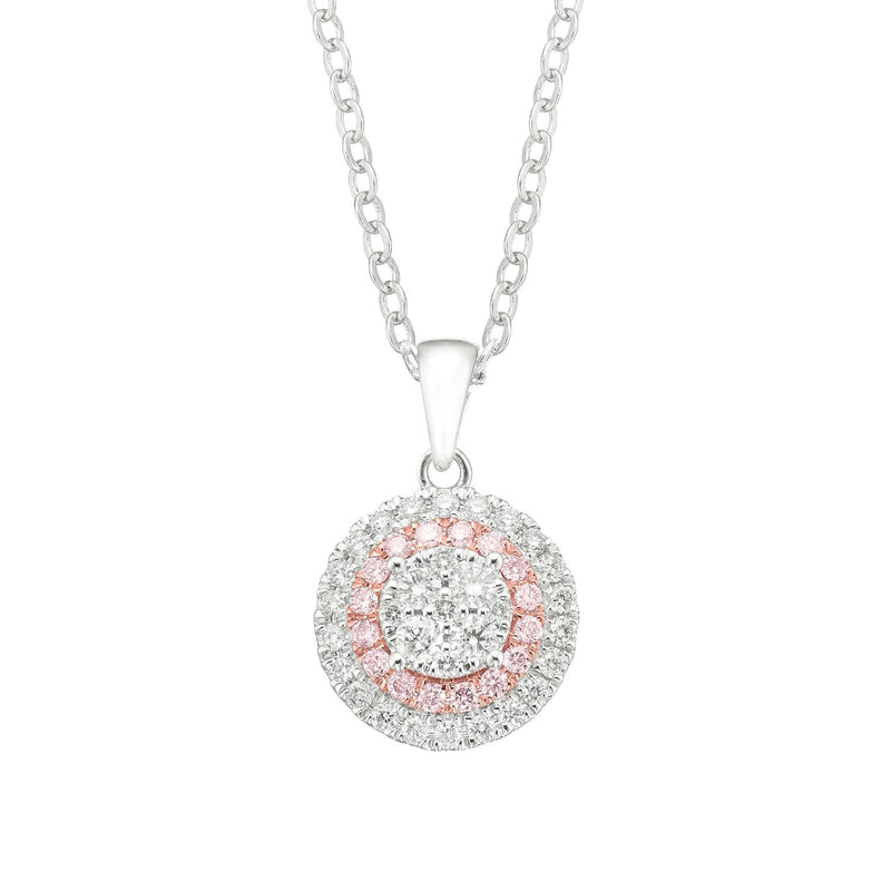 Pink Diamonds 9ct White Gold Round Brilliant Cut 0.50 Carat tw of Diamonds Pendant