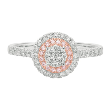 Pink Diamonds 9ct White Gold Round 0.40 Carat tw of Diamonds Dress Ring