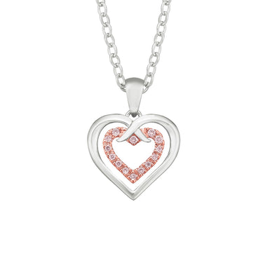 Pink Diamonds 9ct White Gold Round Cut Diamond Set Heart Pendant