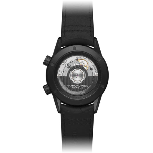 Raymond Weil Freelancer Men's GMT Worldtimer Black Leather Watch