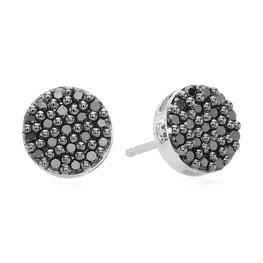 Sterling Silver Round 0.5 Carat tw Black Diamond Stud Earrings