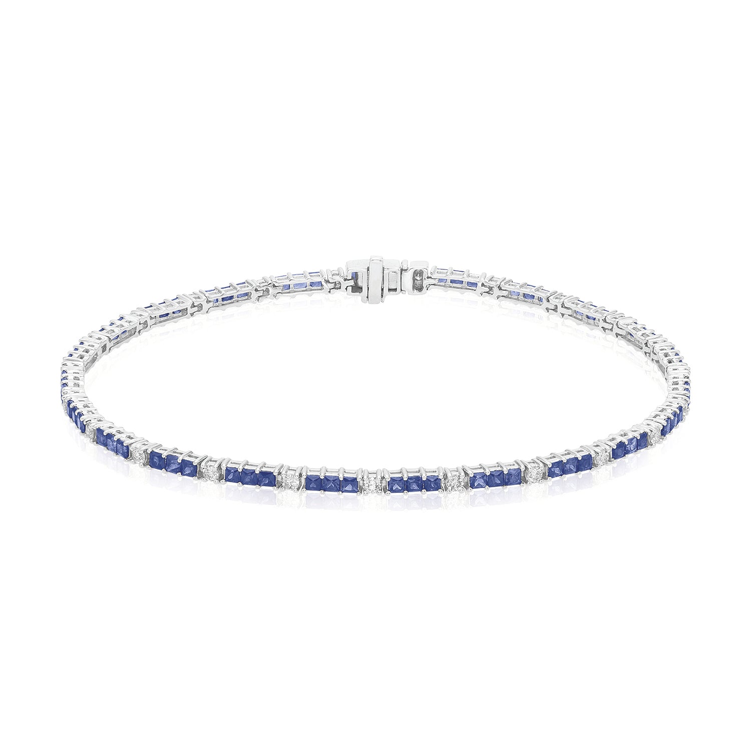9ct White Gold Princess 0.50 Carat tw Sapphire Bracelet