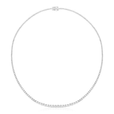 18ct White Gold Round Brilliant Cut 8 Carat tw Tennis Necklace