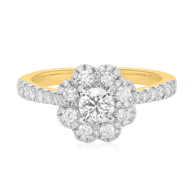 Halo Certified 18ct Yellow Gold Round Brilliant Cut 1.0 ctw Diamond Ring