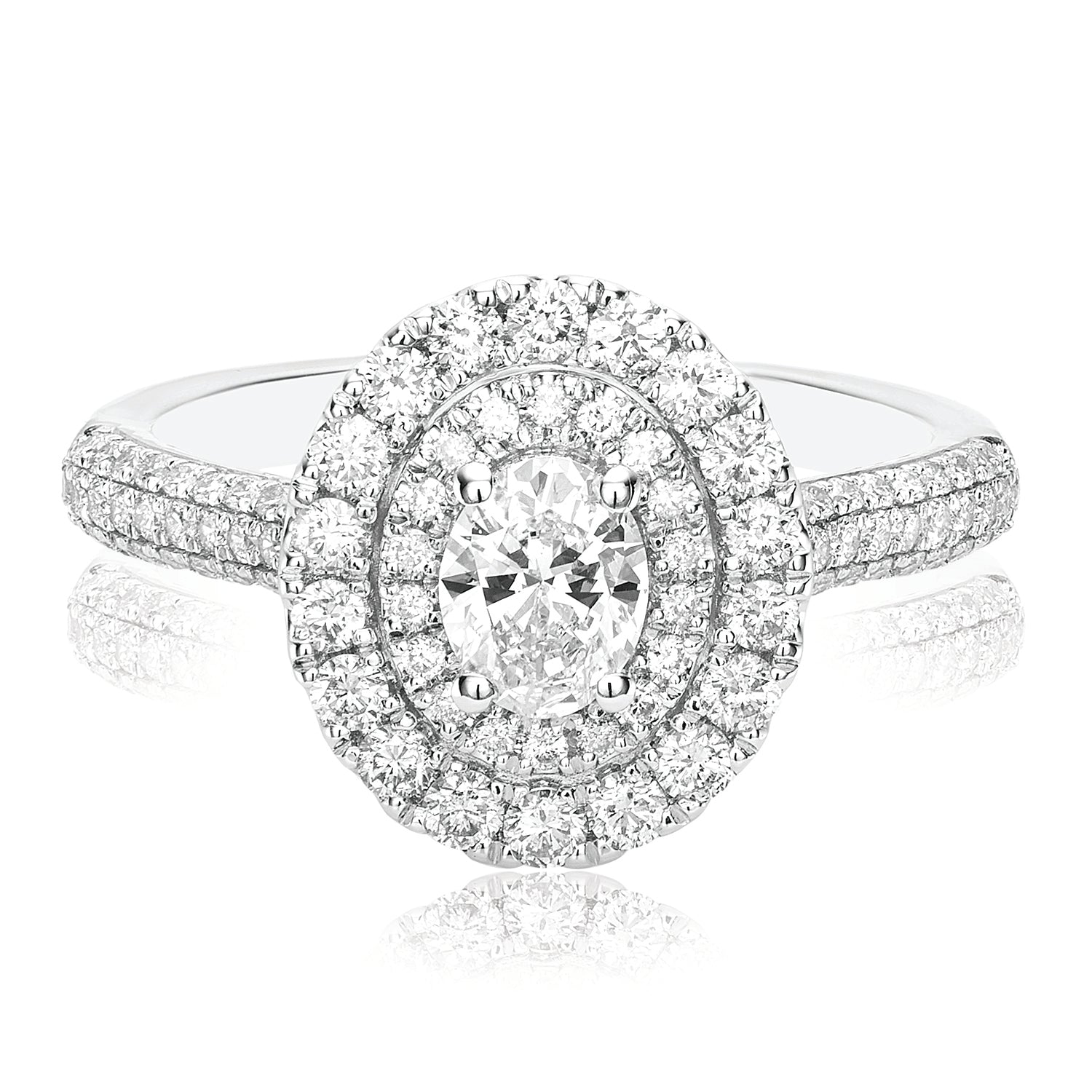 Halo Certified 18ct White Gold Oval & Round Cut 1.00 ctw Diamond Ring