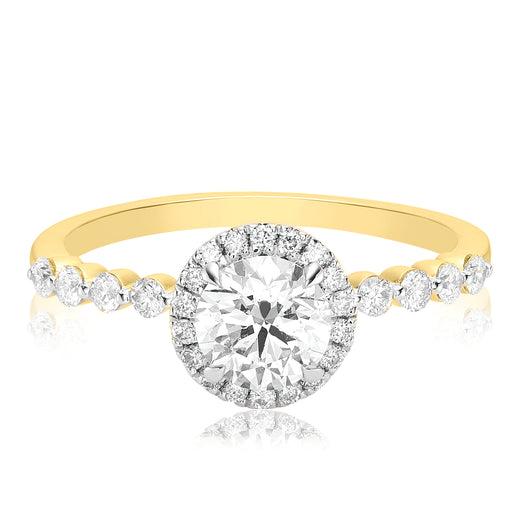 Halo Certified 18ct Yellow Gold Round Brilliant Cut 1.00 ctw Diamond Ring