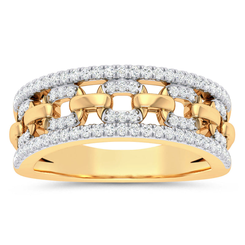 9ct Yellow Gold Round Brilliant Cut 0.33 carat tw Diamond Cuban Ring