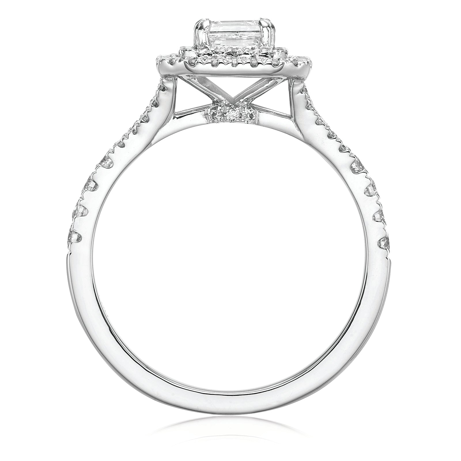 18ct White Gold Asscher & Round Cut 1.14 Carat tw Diamond Ring