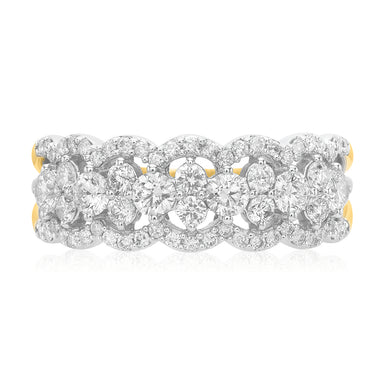 9ct Yellow Gold Round Brilliant Cut 1.00 ctw Diamond Dress Ring