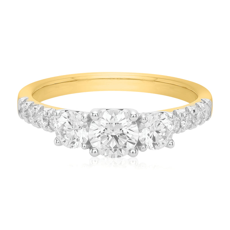 18ct Yellow & White Gold Round Brilliant Cut 1.25 ctw Diamond Ring