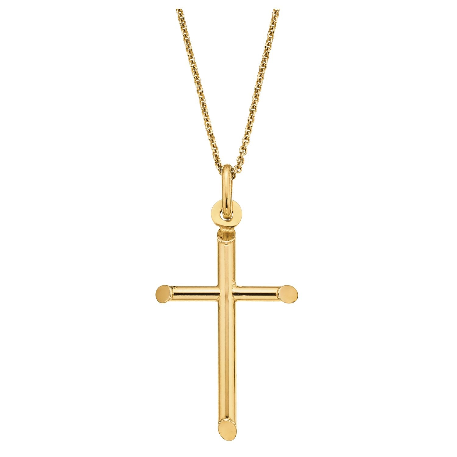 9ct Yellow Gold 26mm Tube Cross Pendant