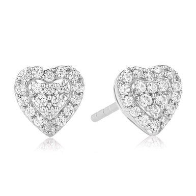 9ct White Gold Round Brilliant Cut 0.15 CARAT tw of Diamonds Heart Earrings