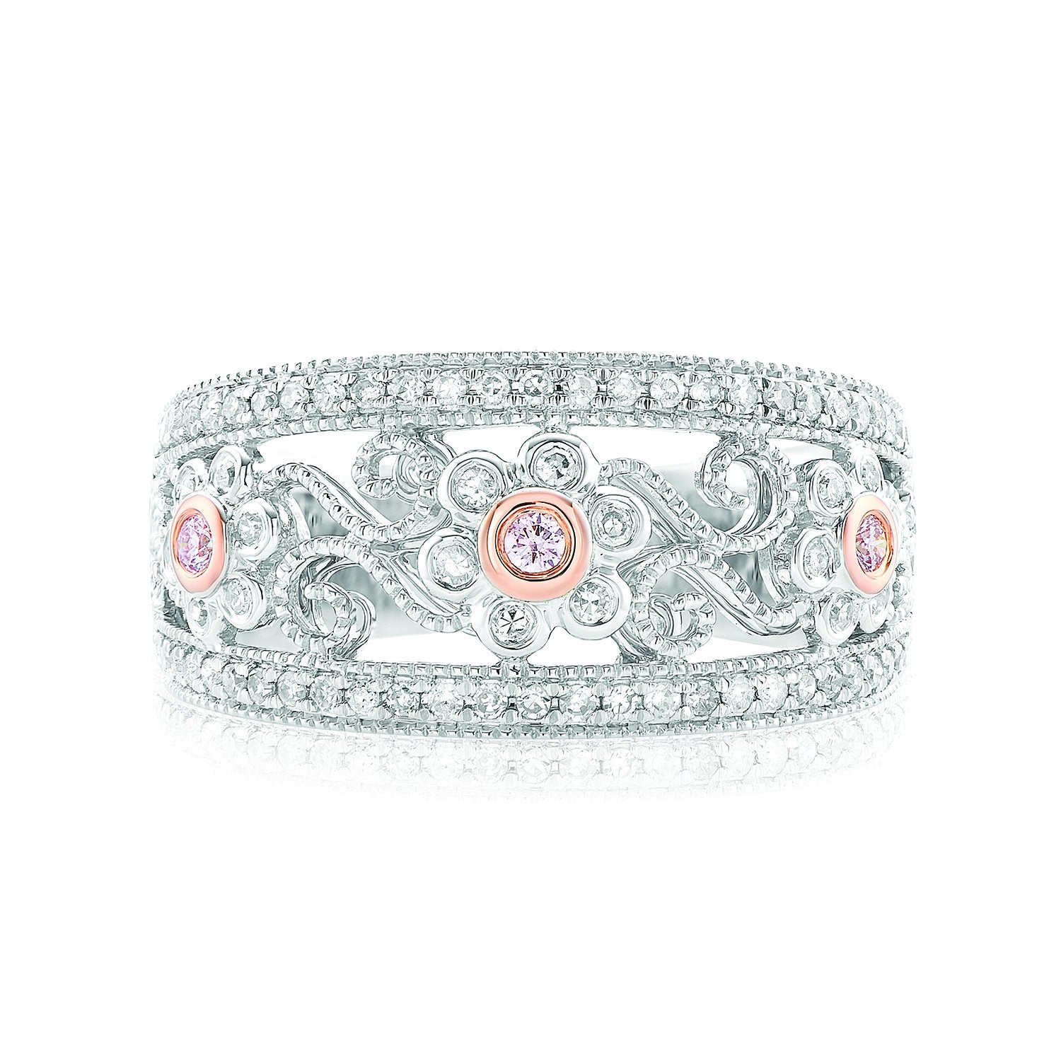 Pink Diamonds 9ct White Gold Round Brilliant Cut 0.34 CARAT tw of Diamond Ring