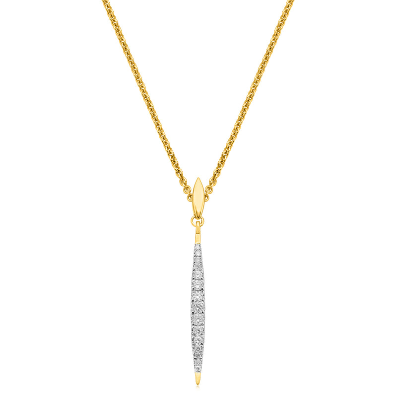 9ct Yellow Gold Round Brilliant Cut 0.20 CARAT tw of Diamonds Pendant