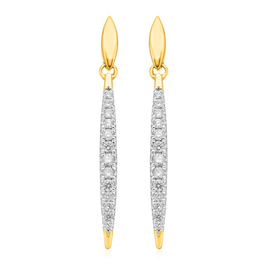 9ct Yellow Gold Round Brilliant Cut 1/4 CARAT tw of Diamonds Earrings