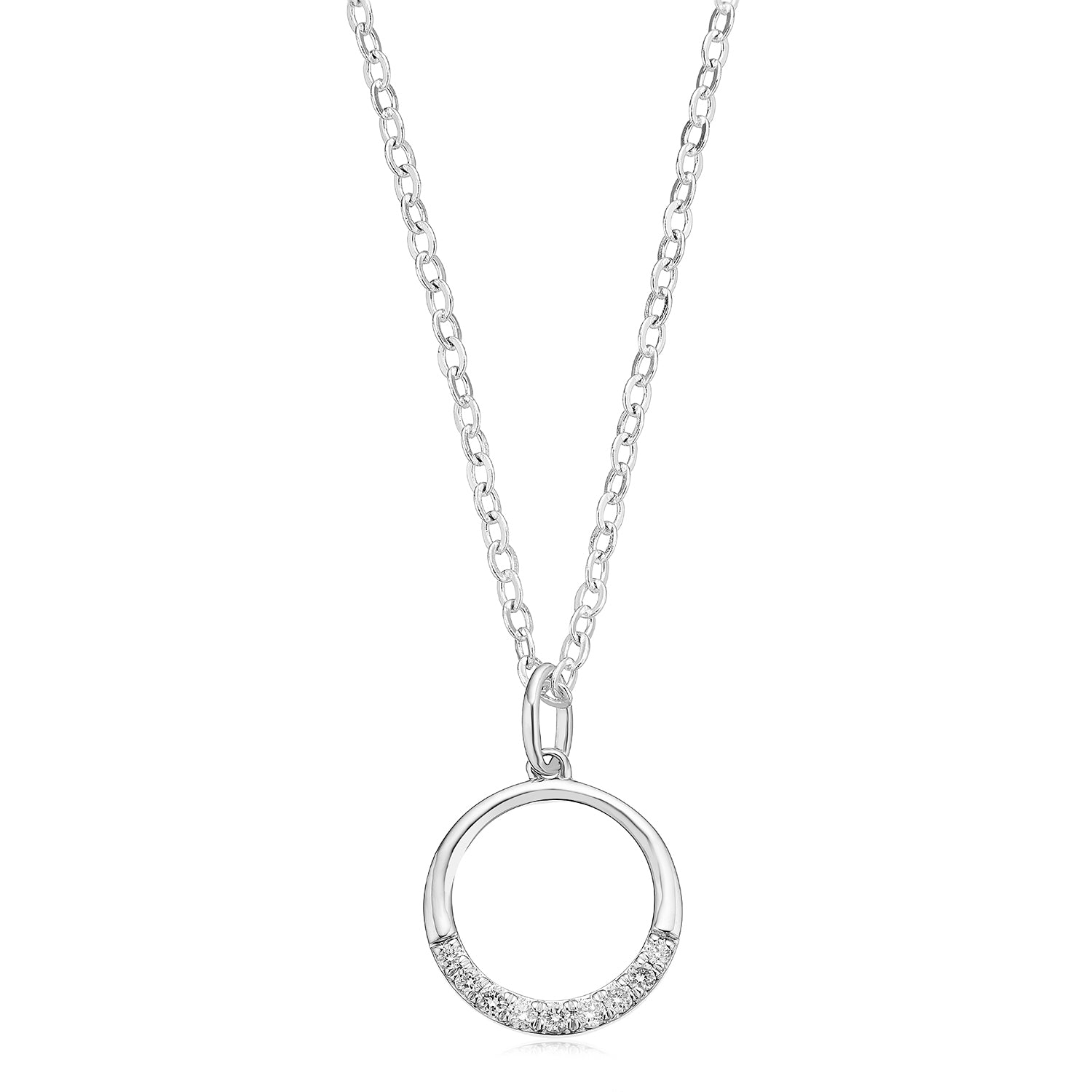9ct White Gold Round Brilliant Cut 0.10 CARAT tw of Diamonds Pendant