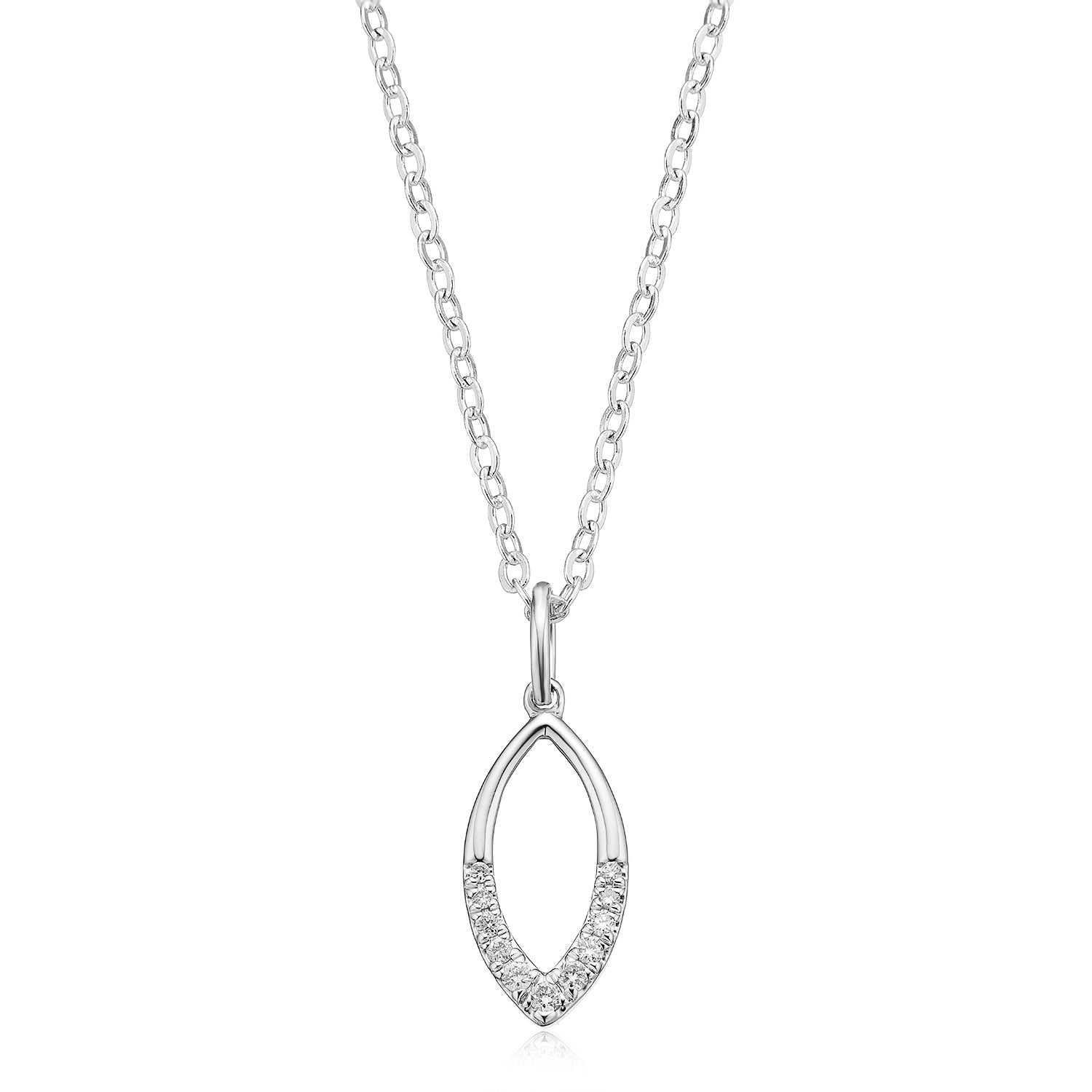9ct White Gold Round Brilliant Cut 0.10 CARAT tw of Diamonds Pendant