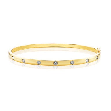 9ct Yellow Gold Round Brilliant Cut 1/2 CARAT tw of Diamonds Bangle