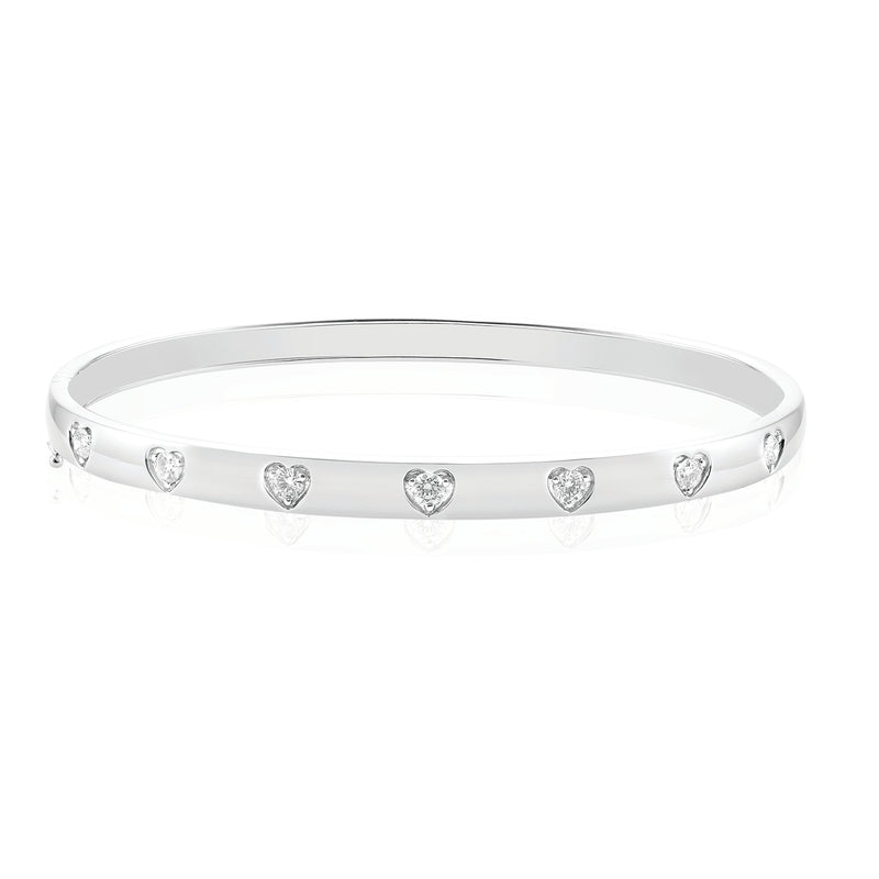 9ct White Gold Round Brilliant Cut 1/2 CARAT tw of Diamonds Bangle