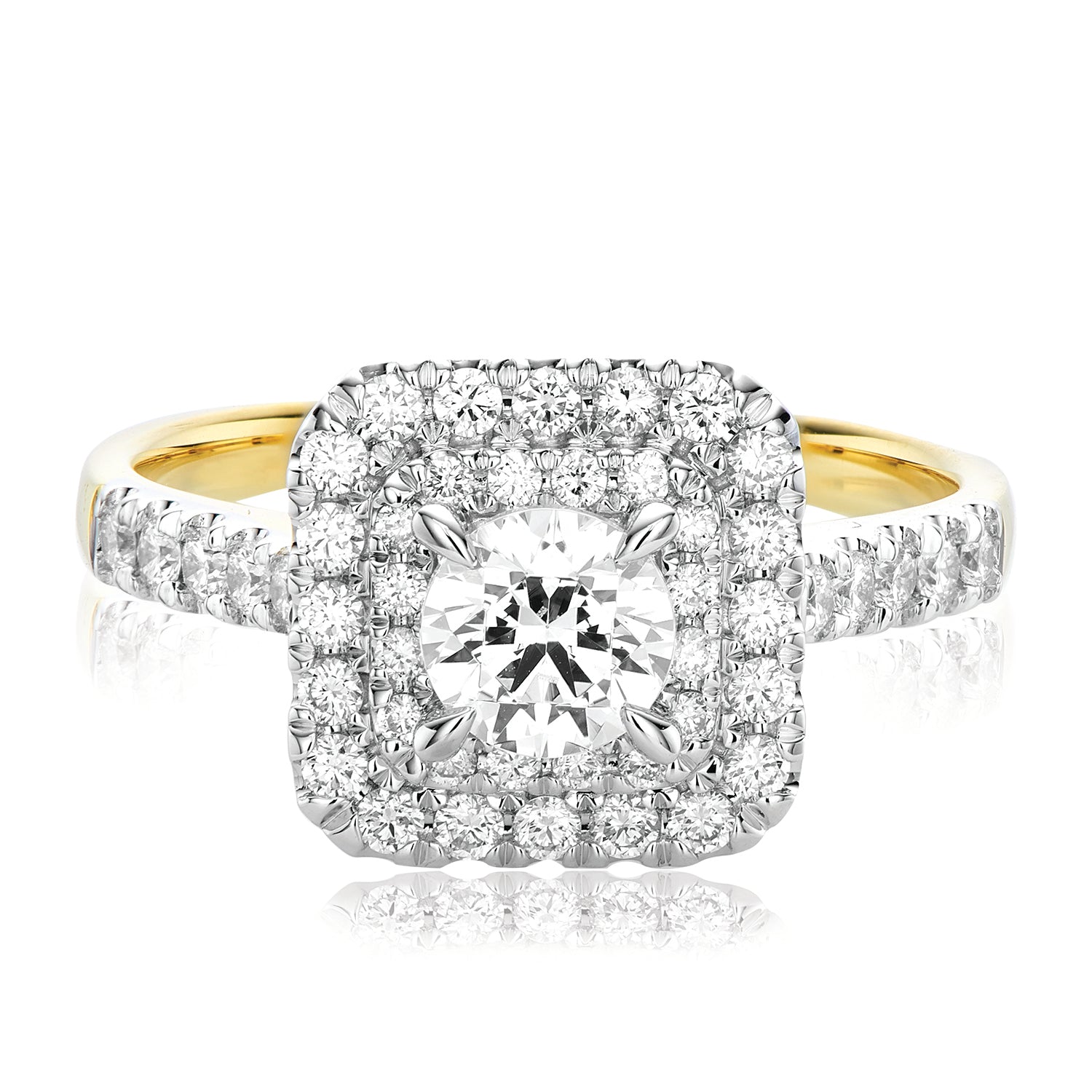 Halo 18ct Two Tone Gold Round Brilliant Cut 1 CARAT tw of Diamonds Ring
