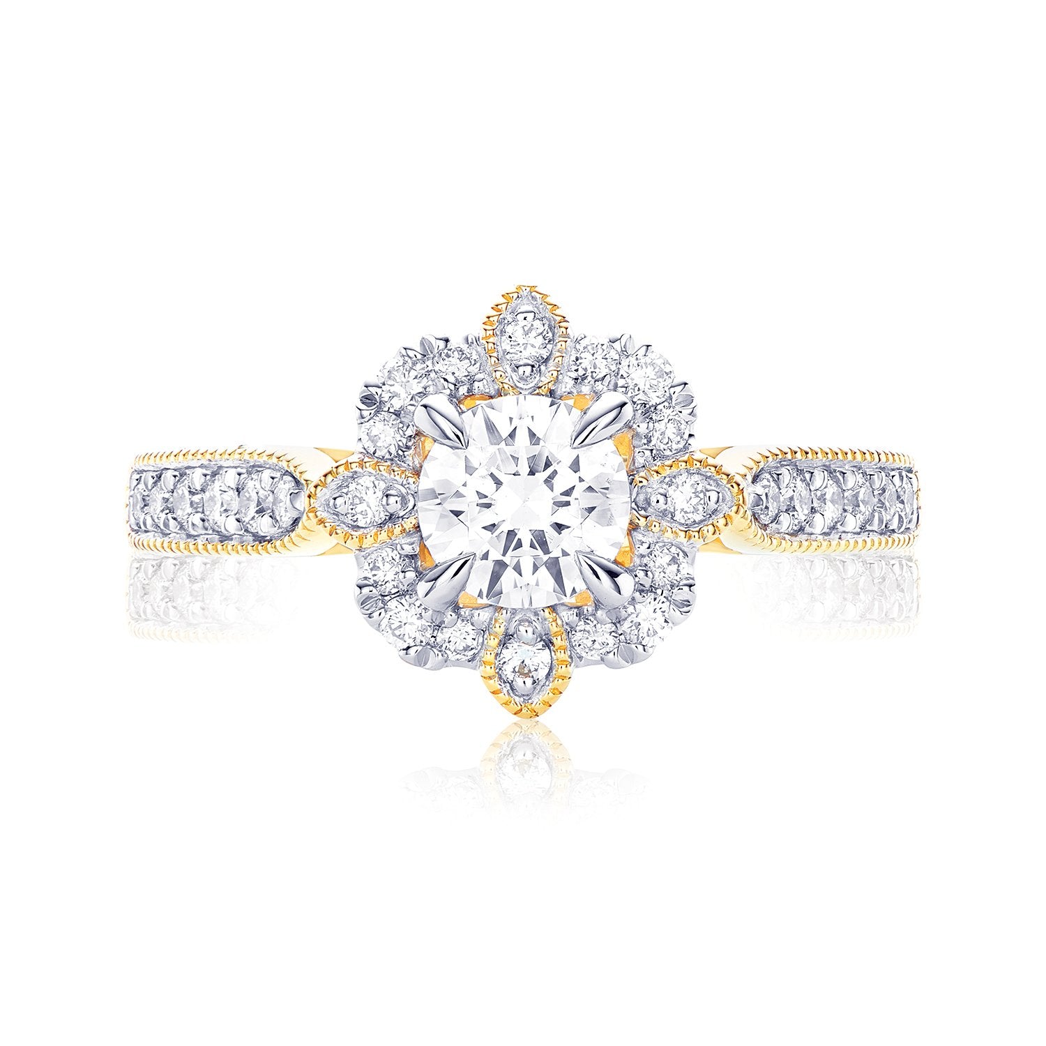 Halo 18ct Two Tone Gold Round Brilliant Cut 3/4 CARAT tw of Diamonds Ring