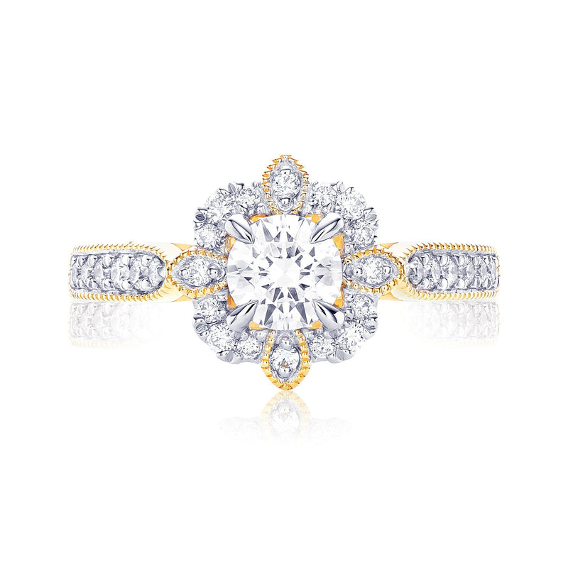 Halo 18ct Two Tone Gold Round Brilliant Cut 3/4 CARAT tw of Diamonds Ring