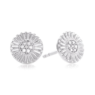 Vera Wang Sterling Silver Round Brilliant Cut Diamond Set Disc Earrings