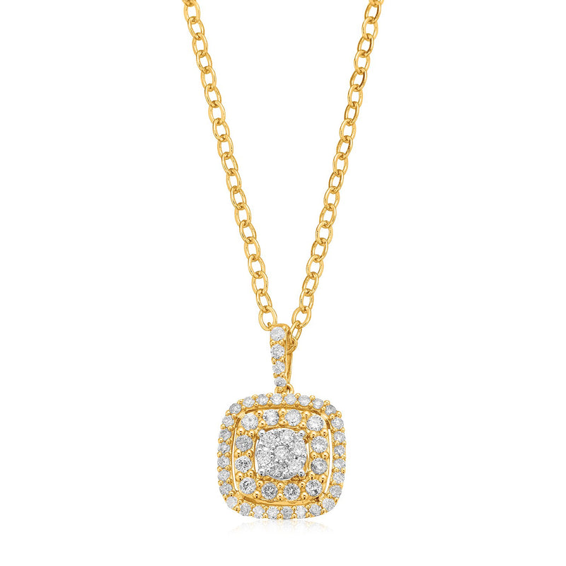 9ct Yellow Gold Round Brilliant Cut 1/3 CARAT tw of Diamonds Pendant