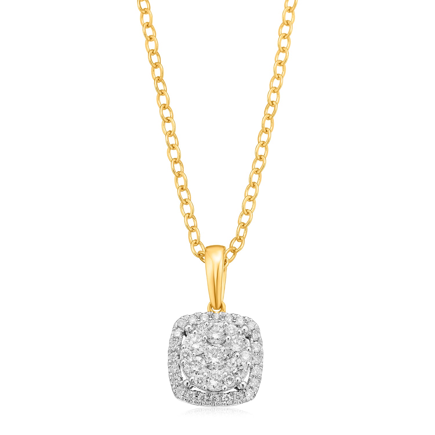 9ct Two Tone Gold Round Brilliant Cut 1/2 CARAT tw of Diamonds Pendant
