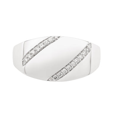 Sterling Silver Round Brilliant Cut 0.15 CARAT tw of Diamonds Signet Ring