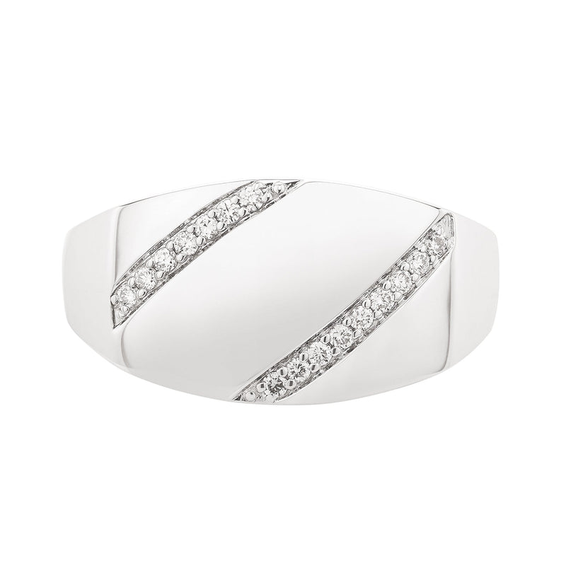 Sterling Silver Round Brilliant Cut 0.15 CARAT tw of Diamonds Signet Ring