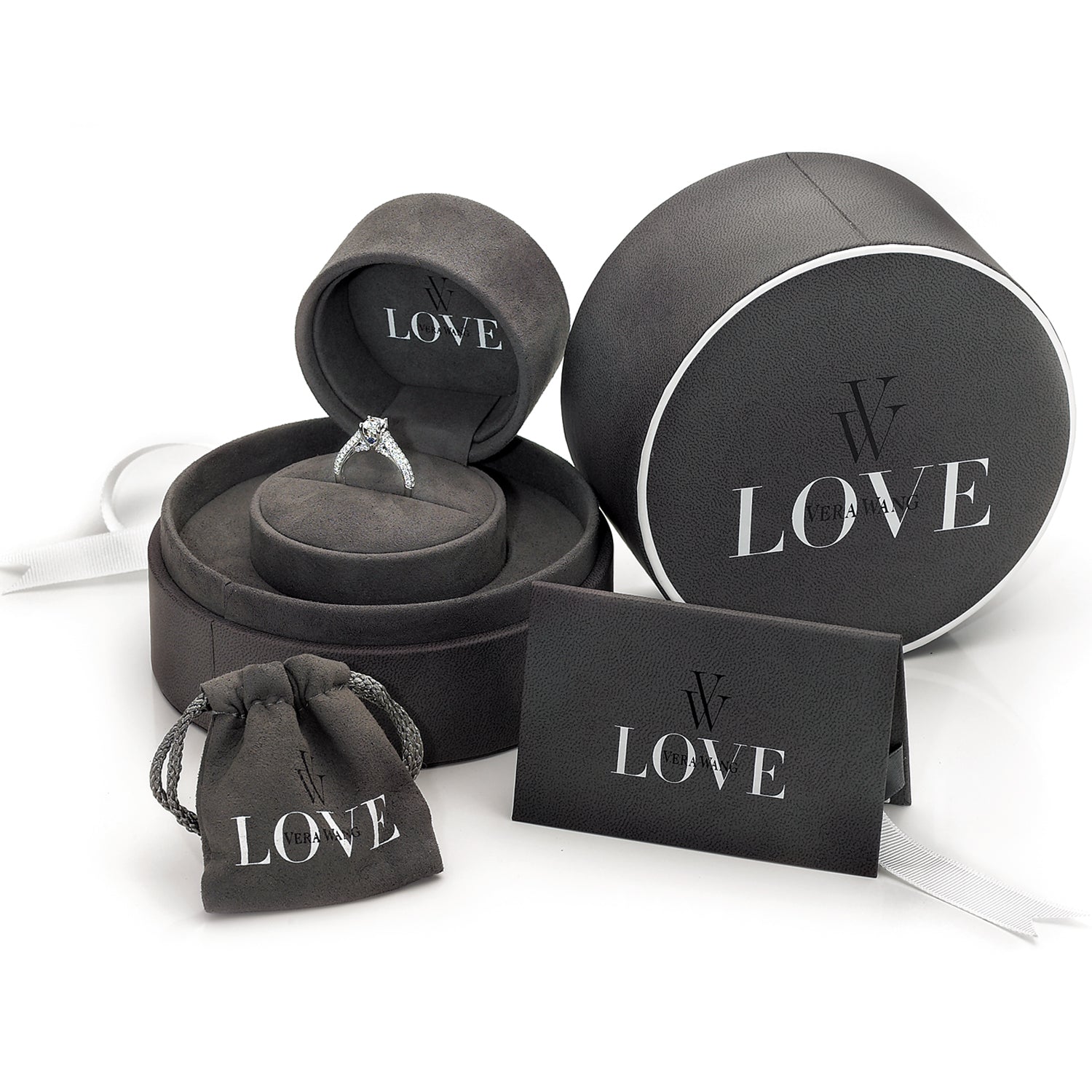 Vera Wang Love 18ct White Gold Pear & Round Brilliant Cut 3/4 Carat tw of Diamonds Ring