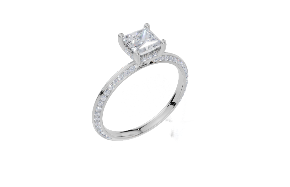 18ct White Gold Princess Cut 1.14 Carat tw of Lab-Grown Diamond Ring