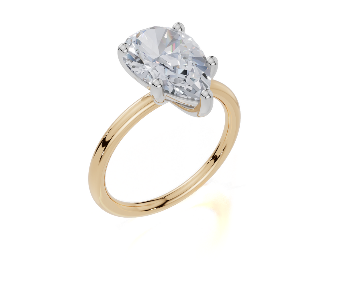 18ct Yellow Gold Pear Cut 3.00 Carat of Lab-Grown Diamond Ring