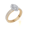 18ct Yellow Gold Marquise Cut 0.98 Carat tw of  Diamond Ring and 18ct Yellow Gold 0.35 Carat tw of   Diamond Band