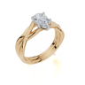 18ct Yellow Gold Pear Cut 0.75 Carat of Lab-Grown Diamond Ring and 18ct Yellow Gold Lab-Grown Band