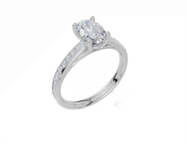 18ct White Gold Oval Cut 1.38 Carat tw of  Diamond Ring