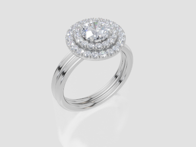18ct White Gold Round Cut 1.15 Carat tw of Lab-Grown Diamond Ring and 18ct White Gold Lab-Grown Band