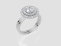 18ct White Gold Round Cut 1.15 Carat tw of Lab-Grown Diamond Ring and 18ct White Gold Lab-Grown Band