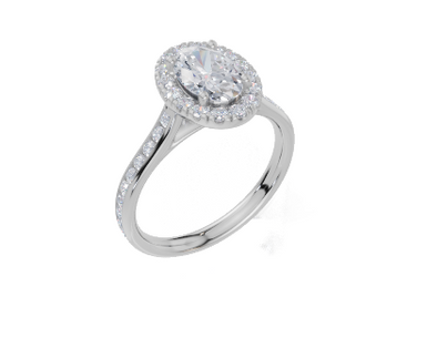 18ct White Gold Oval Cut 1.56 Carat tw of  Diamond Ring